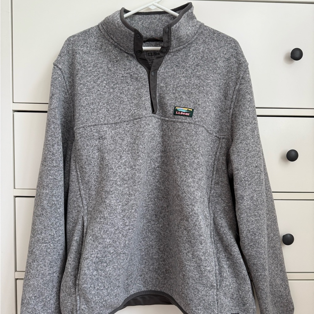 Men’s L.L. Bean Gray Quarter Button Fleece Pullover